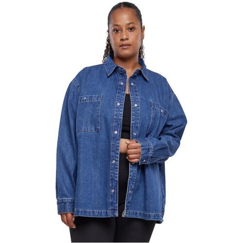 Urban Classics Ladies Oversized Denim Shirt mid indigo washed 3XL