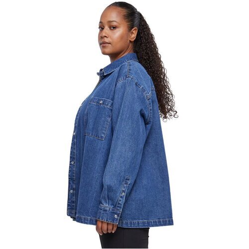 Urban Classics Ladies Oversized Denim Shirt mid indigo washed 3XL