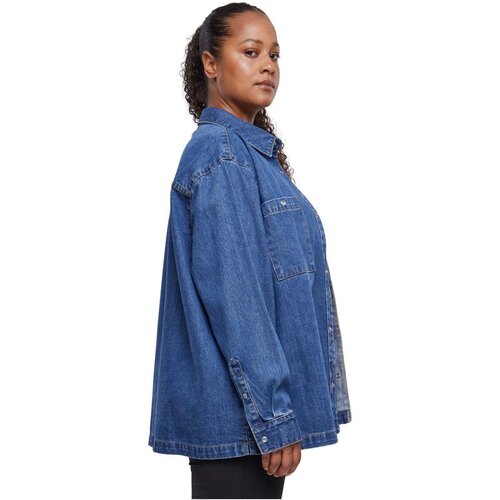 Urban Classics Ladies Oversized Denim Shirt mid indigo washed 4XL