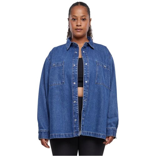 Urban Classics Ladies Oversized Denim Shirt mid indigo washed 4XL
