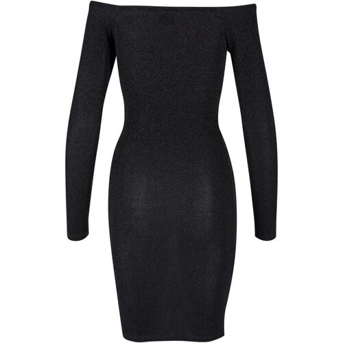 Urban Classics Ladies Off Shoulder Longsleeve Glitter Dress black L
