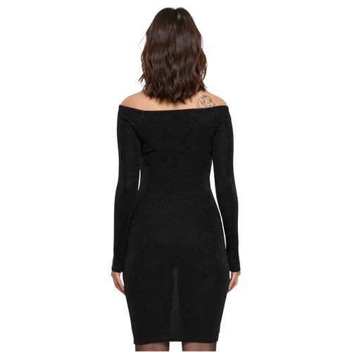 Urban Classics Ladies Off Shoulder Longsleeve Glitter Dress black L