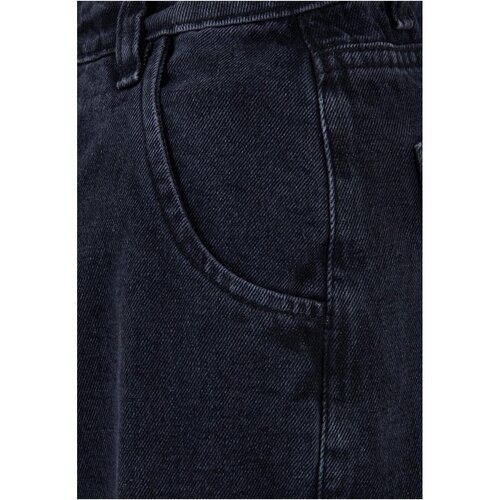 Urban Classics Ladies Mid Waist Cargo Denim Pants black charcoal washed 26