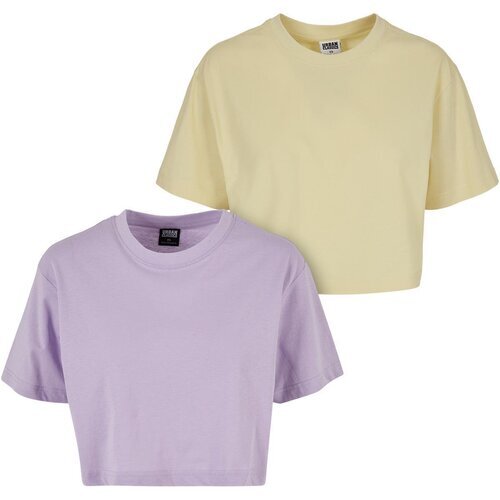 Urban Classics Ladies Short Oversized Tee 2-Pack lilac+softyellow 5XL