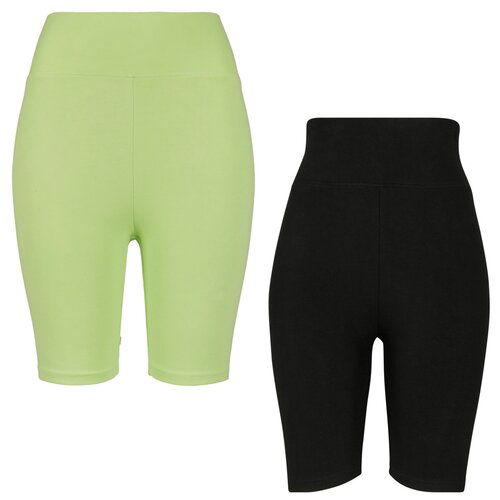 Urban Classics Ladies High Waist Cycle Shorts 2-Pack electriclime/black XS