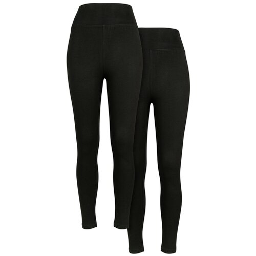 Urban Classics Ladies High Waist Jersey Leggings 2-Pack black+black 4XL