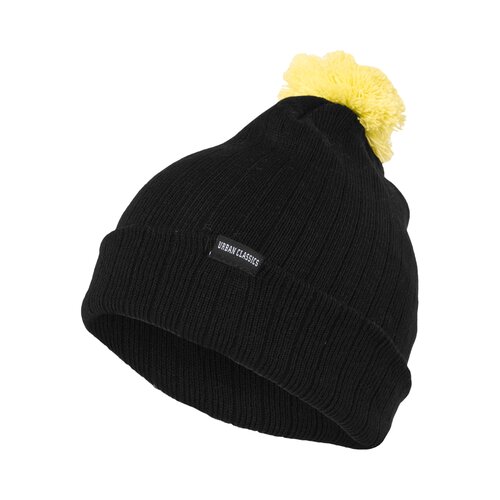 Urban Classics Neon Contrast Bobble Beanie blk/yel one size