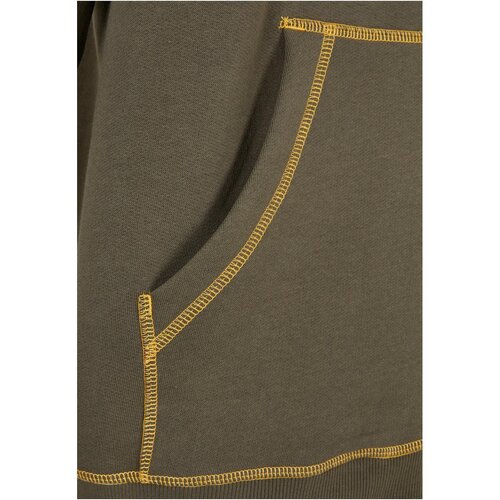Urban Classics Organic Contrast Flatlock Stitched Zip Hoody olive/yellow XXL