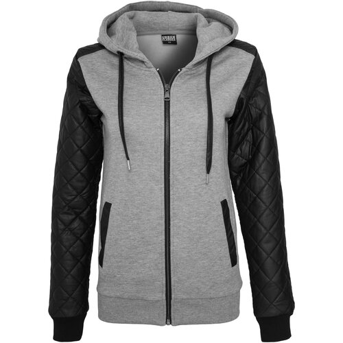 Urban Classics Ladies Diamond Synthetic Leather Sleeve Zip Hoody