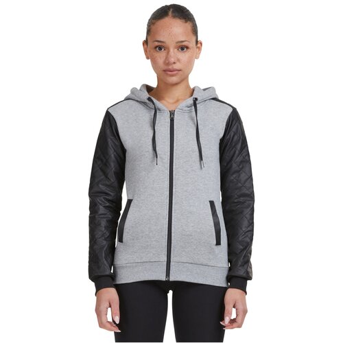 Urban Classics Ladies Diamond Synthetic Leather Sleeve Zip Hoody