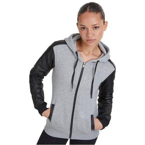 Urban Classics Ladies Diamond Synthetic Leather Sleeve Zip Hoody