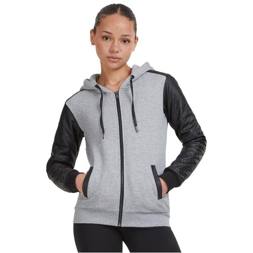 Urban Classics Ladies Diamond Synthetic Leather Sleeve Zip Hoody