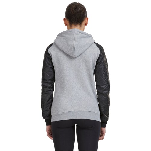 Urban Classics Ladies Diamond Synthetic Leather Sleeve Zip Hoody