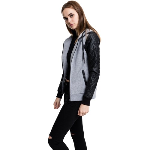 Urban Classics Ladies Diamond Synthetic Leather Sleeve Zip Hoody