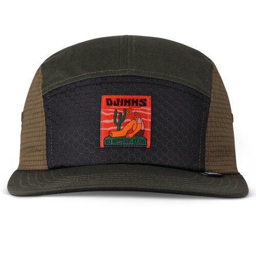 Djinns 5 Panel Flat Cap Resting Man Olive/Black