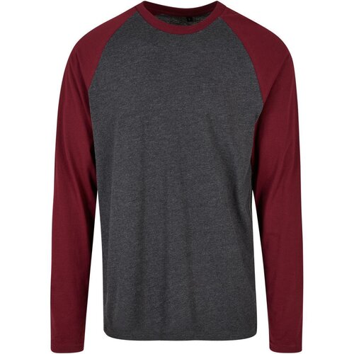 Build Your Brand Contrast Raglan Longsleeve charcoal/cherry XS