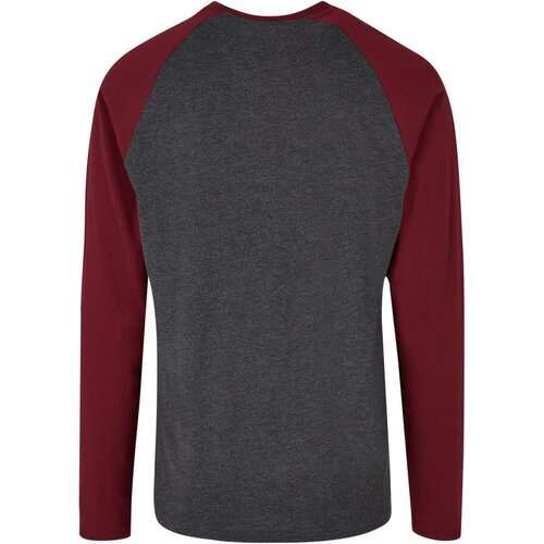 Build Your Brand Contrast Raglan Longsleeve charcoal/cherry XS