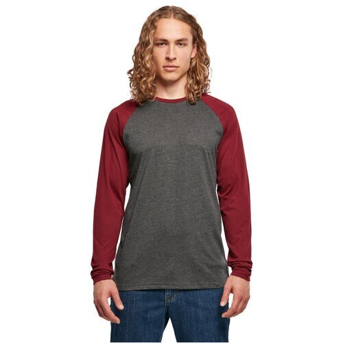 Build Your Brand Contrast Raglan Longsleeve charcoal/cherry XS