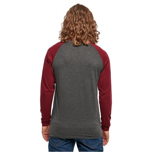 Build Your Brand Contrast Raglan Longsleeve charcoal/cherry XS