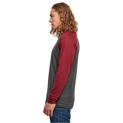 Build Your Brand Contrast Raglan Longsleeve charcoal/cherry XS