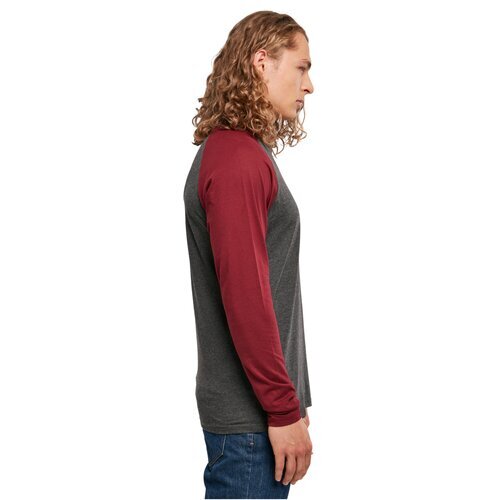 Build Your Brand Contrast Raglan Longsleeve charcoal/cherry XS