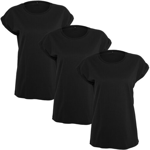 Build Your Brand Ladies Extended Shoulder Tee 3-Pack blk/blk/blk 4XL