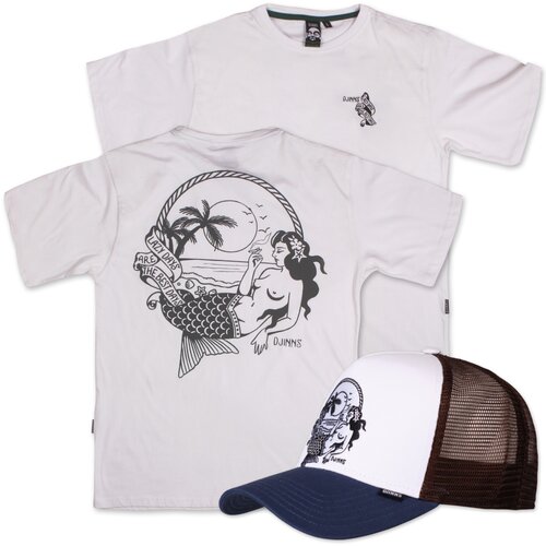 Djinns Lazy Mermaid HFT Cap + Oversize T-Shirt Pack Shirt (wei) / Cap (wei/navy/brown) L