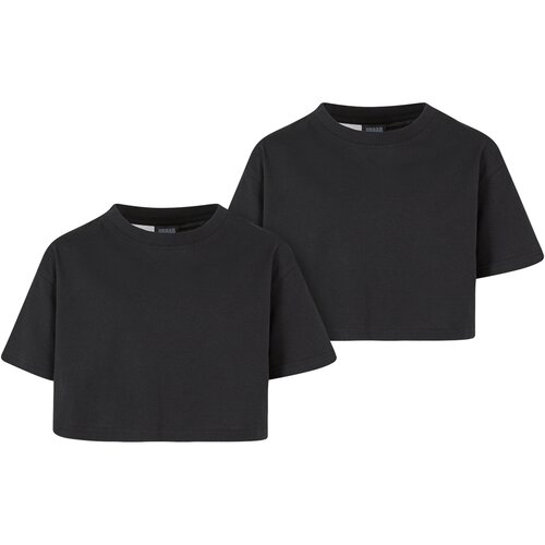 Urban Classics Kids Girls Short Kimono Tee 2-Pack black+black 158/164