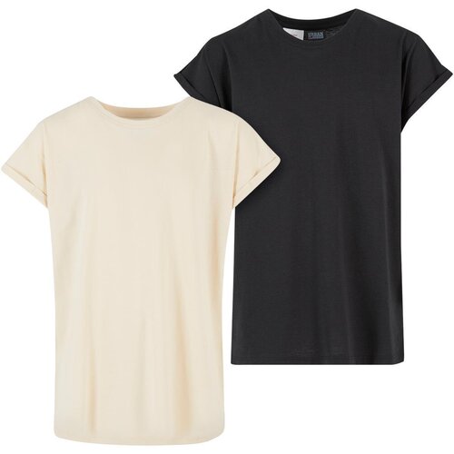 Urban Classics Kids Girls Extended Shoulder Tee 2-Pack whitesand/black 110/116