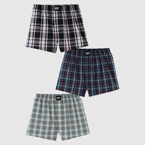 Lousy Livin 3-Pack Boxershorts Grey Check Autumn L