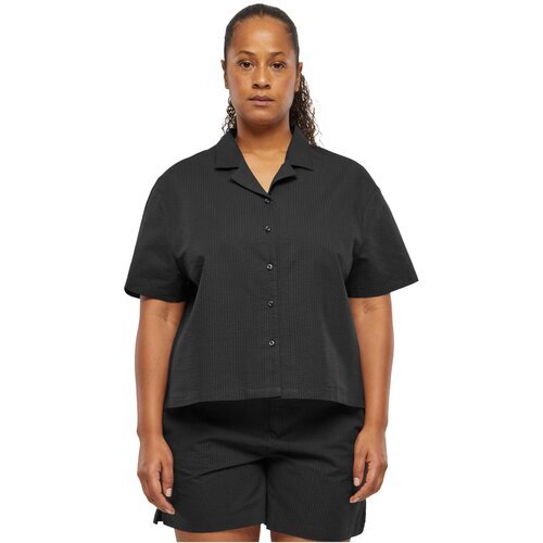 Urban Classics Ladies Seersucker Shirt black 3XL