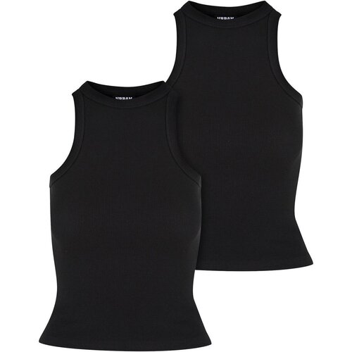 Urban Classics Ladies Racer Back Rib Top 2-Pack black+black XXL