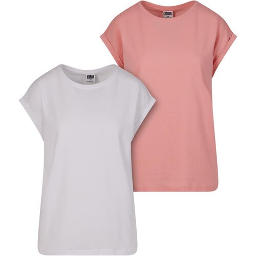 Urban Classics Ladies Extended Shoulder Tee 2-Pack lemonadepink+white XS