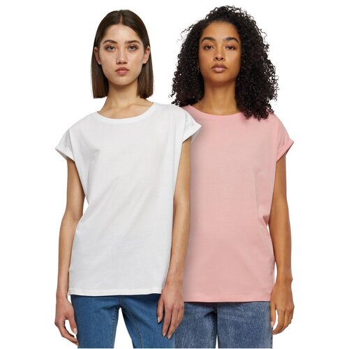 Urban Classics Ladies Extended Shoulder Tee 2-Pack lemonadepink+white XS