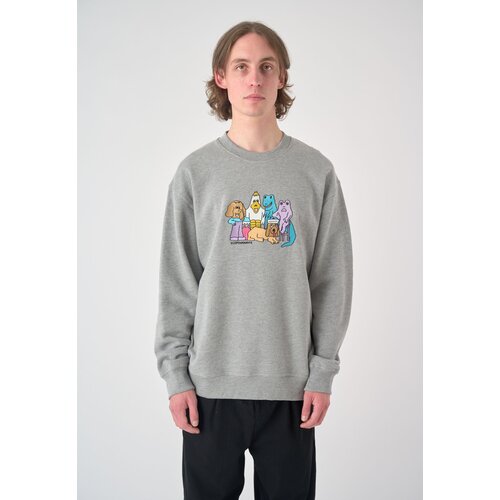 Cleptomanicx Boxy Crewneck The Gang Heather Gray XS