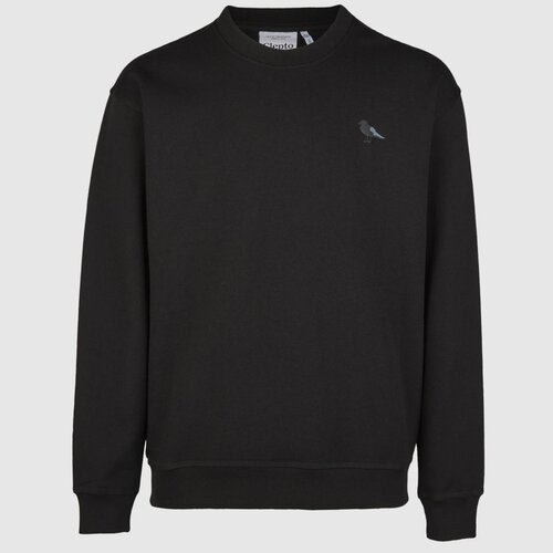 Cleptomanicx Boxy Crewneck Embro Gull Mono Black XS