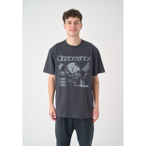 Cleptomanicx Boxy Tee Mystery Blue Graphite M