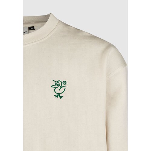 Cleptomanicx Boxy Crewneck Sketch Gull Raw Undyed XXL