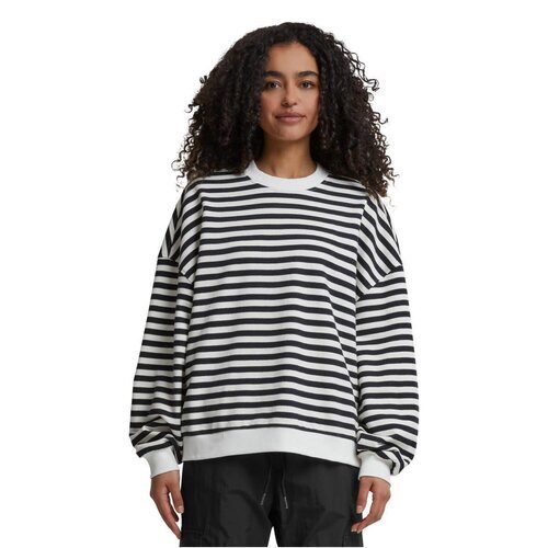 Urban Classics Ladies Oversized Striped Crewneck black/whitesand S