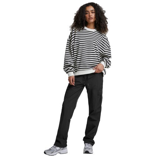 Urban Classics Ladies Oversized Striped Crewneck black/whitesand S