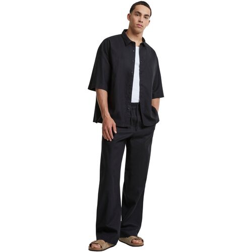 Urban Classics Boxy Cotton Linen Shirt black XL