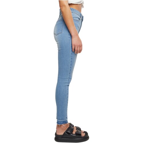 Urban Classics Ladies Skinny High Waist Open Hem Jeans clearblue bleached 29