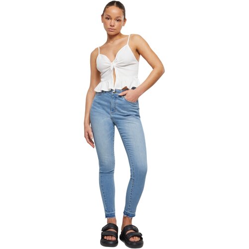 Urban Classics Ladies Skinny High Waist Open Hem Jeans clearblue bleached 29