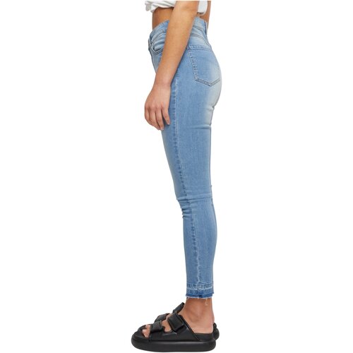 Urban Classics Ladies Skinny High Waist Open Hem Jeans clearblue bleached 29