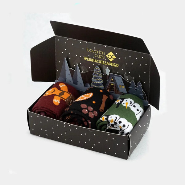 Bavarian Caps 3er Sockenbox Weihnachtszauber