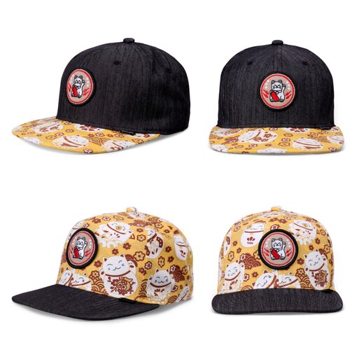 Djinns 6 Panel Snapback Kids Cap Lucky Cat Linen