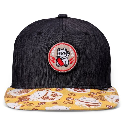 Djinns 6 Panel Snapback Kids Cap Lucky Cat Linen Rev. Black