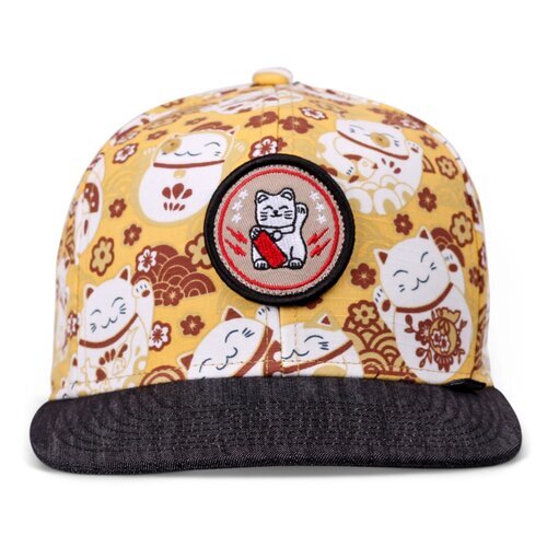 Djinns 6 Panel Snapback Kids Cap Lucky Cat Linen Black