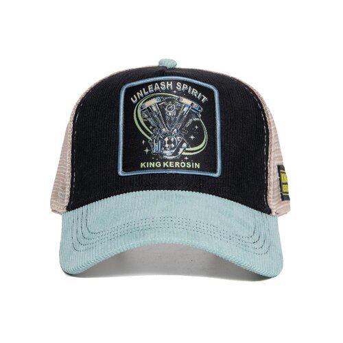 King Kerosin - Herren Cord Trucker Cap 2024 HFT Mesh Unleash Spirit Black/Blue