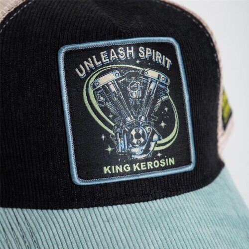 King Kerosin - Herren Cord Trucker Cap 2024 HFT Mesh Unleash Spirit Black/Blue